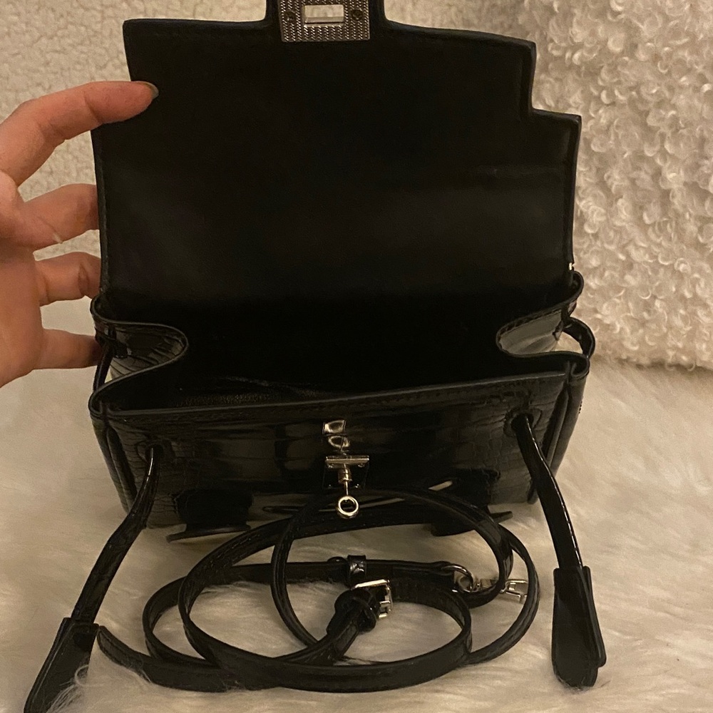 20cm Black and White Nitro Crocodile leather doll top handle Handbag - Picture 7 of 7